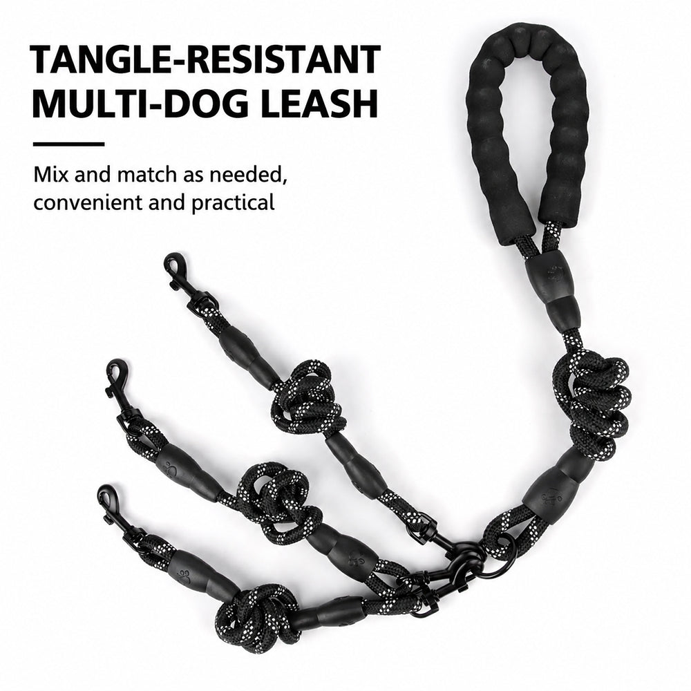Multi Dog Leash Reflective Tangle Free Heavy Duty