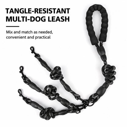 Multi Dog Leash Reflective Tangle Free Heavy Duty