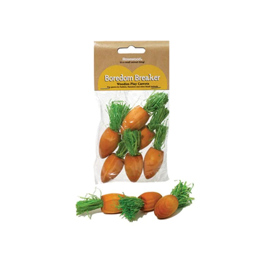 ROSEWOOD Woodies Play Carrots 6pck Small Animal Activity Toy