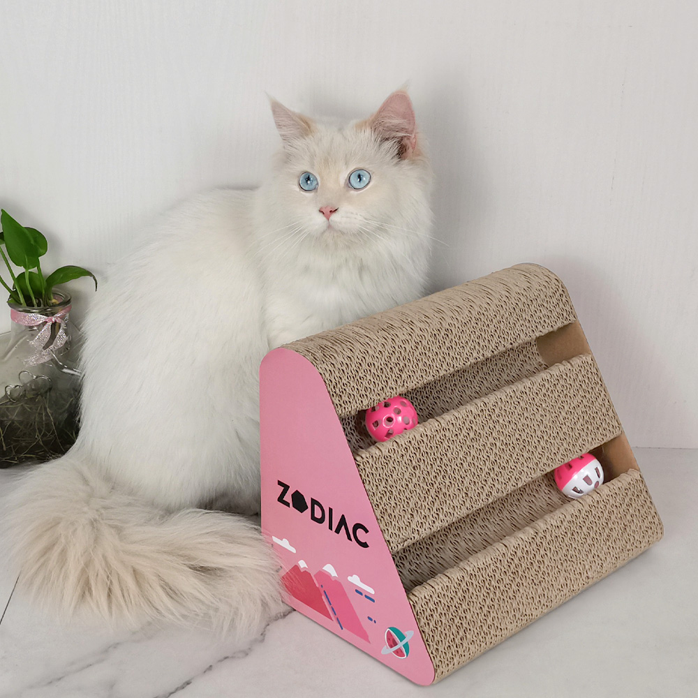 ZODIAC Watermelon Triangle Cat Scratcher with Balls 28x17x21cm