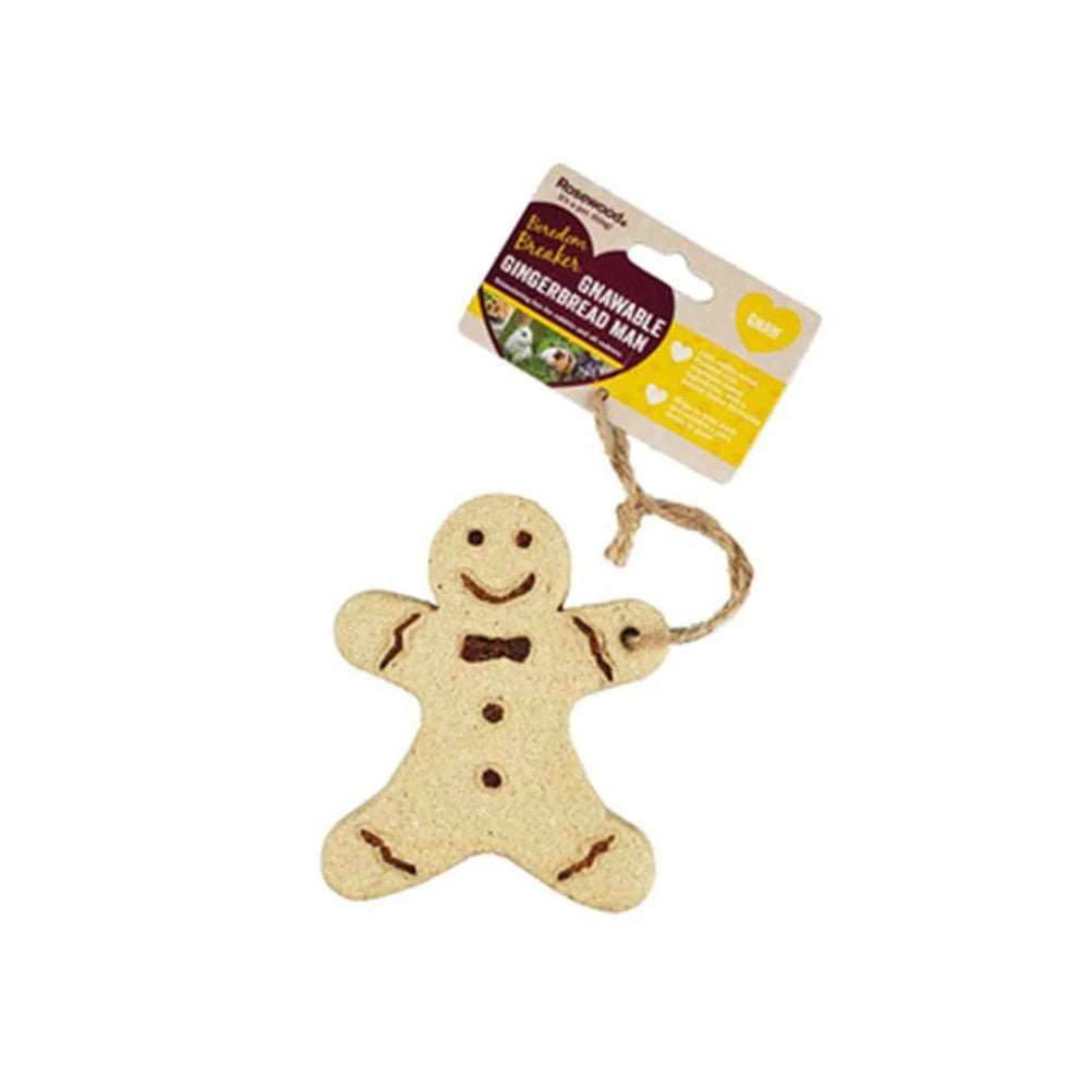 ROSEWOOD Gnawable Gingerbread Man with Jute Cord Small Animal Activity Toy