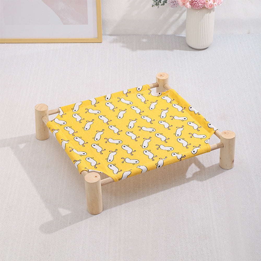 Wooden Raised Pet Bed Removable Washable Fabric All Season Large