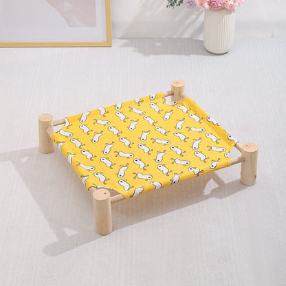Wooden Raised Pet Bed Removable Washable Fabric All Season Large
