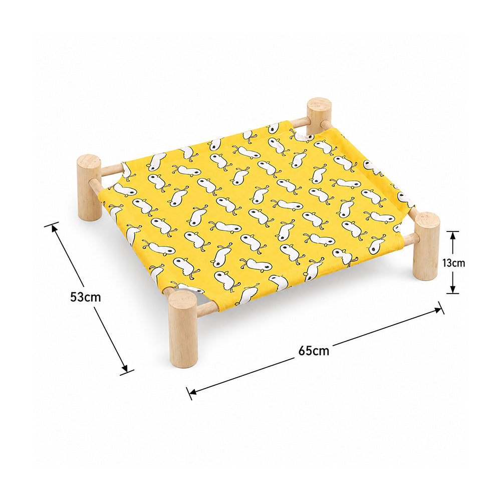 Wooden Raised Pet Bed Removable Washable Fabric All Season Large