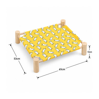 Wooden Raised Pet Bed Removable Washable Fabric All Season Large