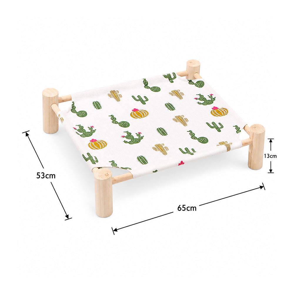Wooden Raised Pet Bed Removable Washable Fabric All Season Large