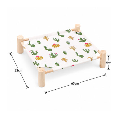 Wooden Raised Pet Bed Removable Washable Fabric All Season Large