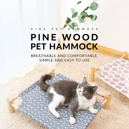 Wooden Raised Pet Bed Removable Washable Fabric All Season Large