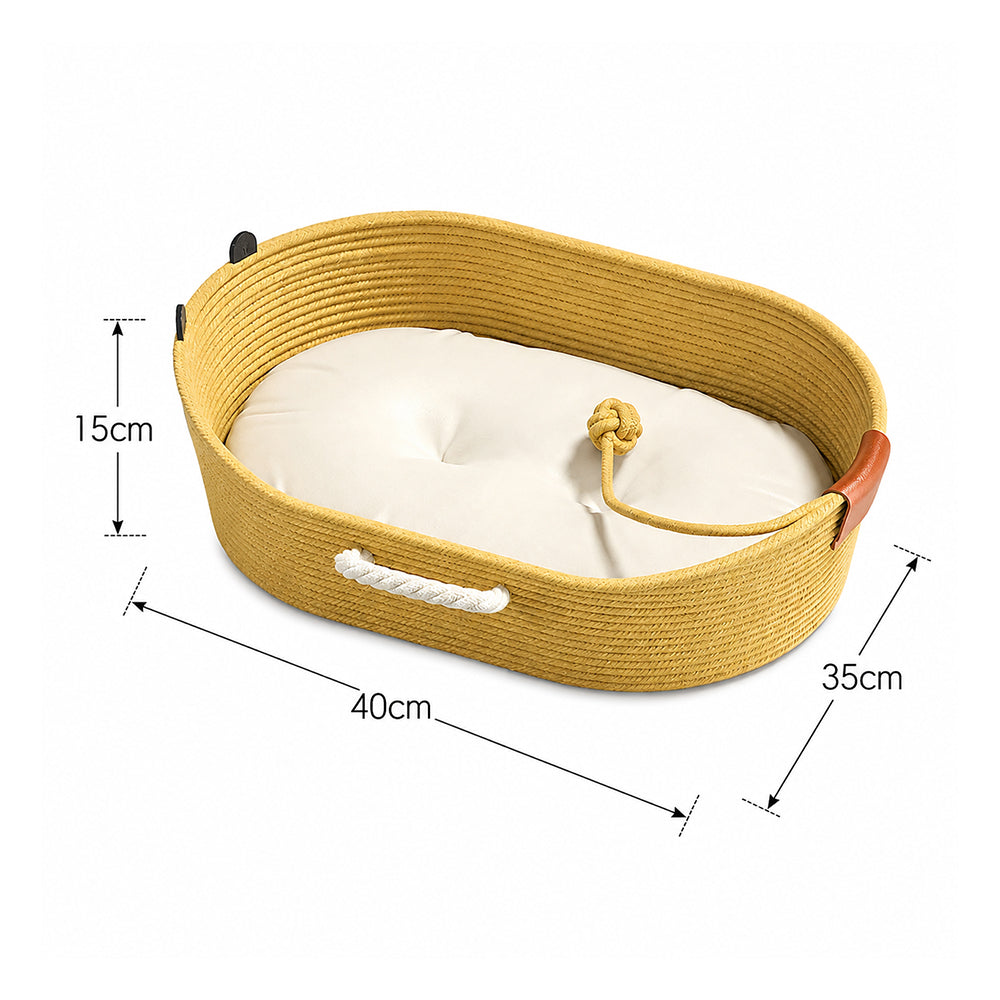 Wicker Cat Bed | Breathable All-Season with Cushion — Capybara Design