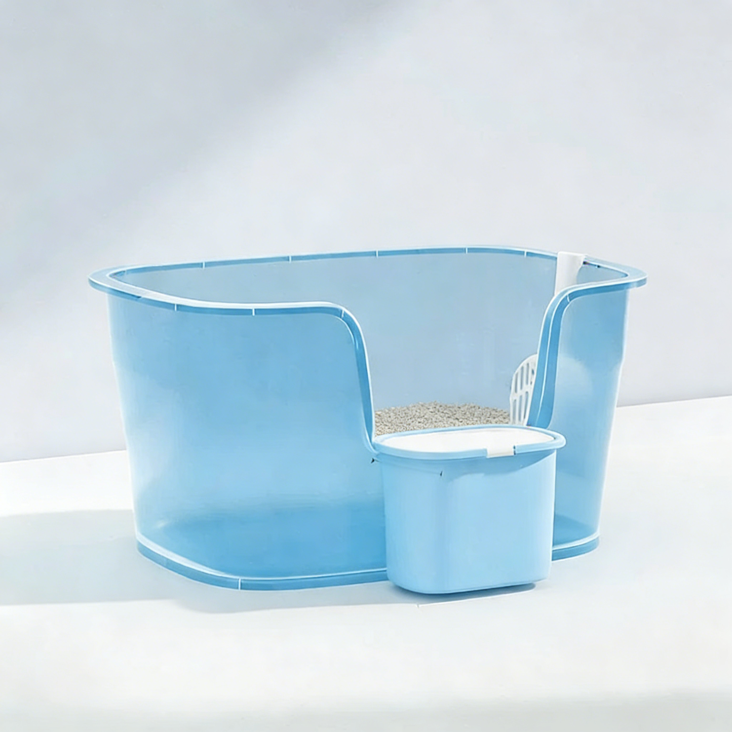 WINK HONEY Extra-Large Anti-splash Cat Litter Box With Trash Bin & Stairway