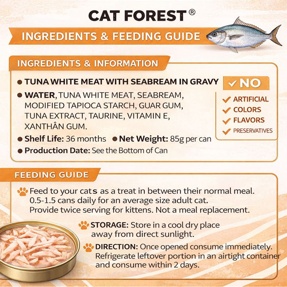 CAT FOREST Classic Tuna White Meat With Snapper In Gravy Cat Canned Food