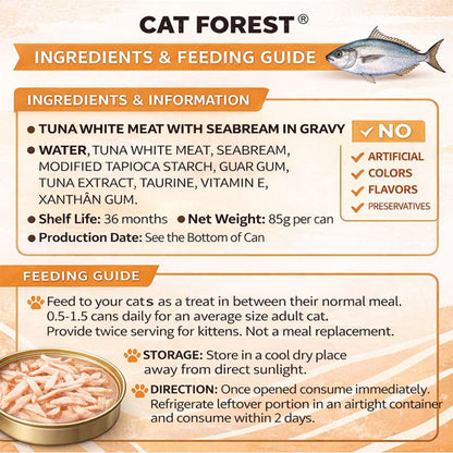 CAT FOREST Classic Tuna White Meat With Snapper In Gravy Cat Canned Food