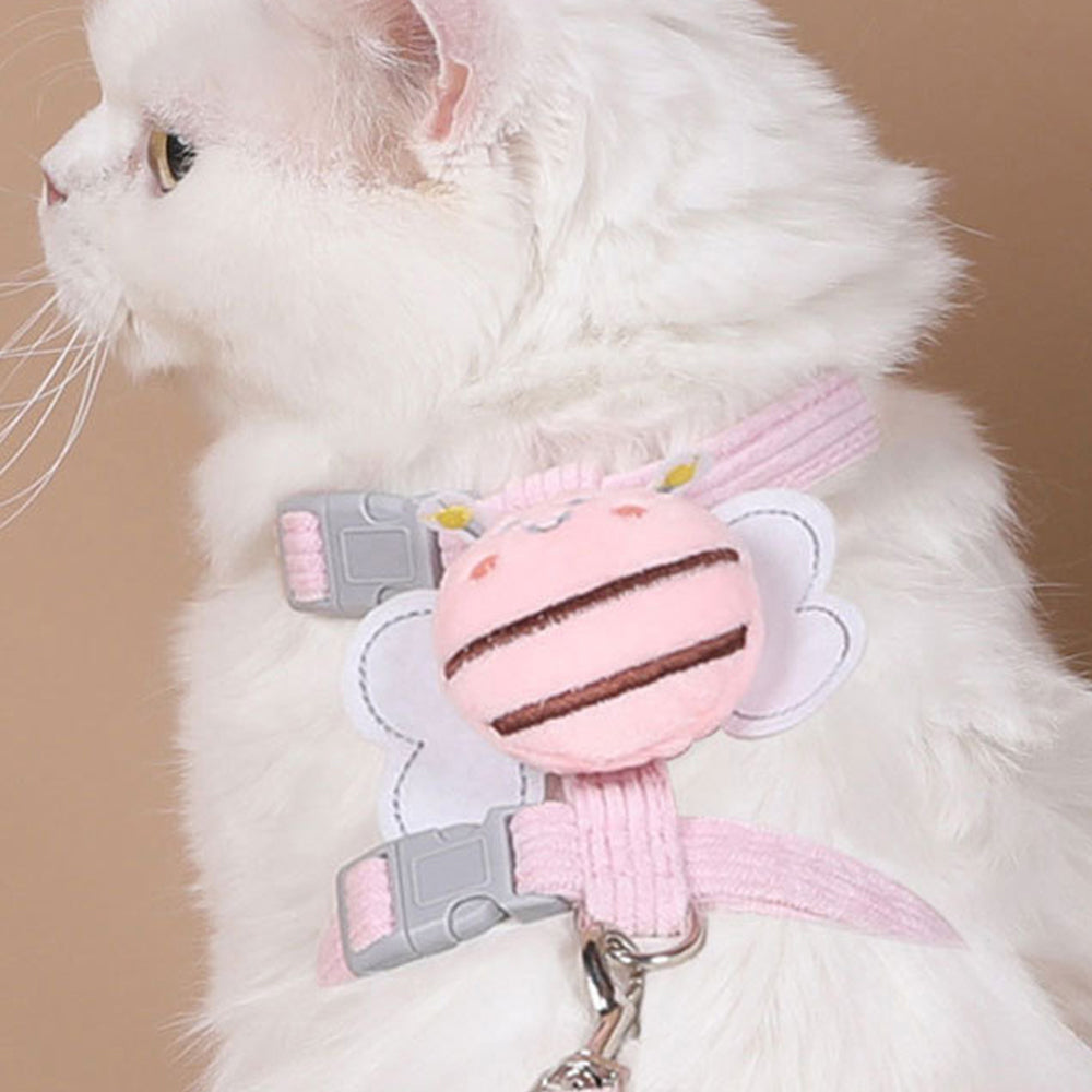 Cat Harness & Leash Set – Escape-Proof Adjustable Design | Yellow & Pink