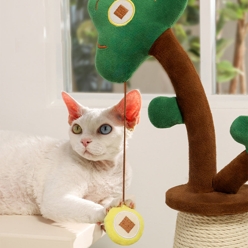 Tree-Shaped Sisal Cat Scratching Post with Hanging Toy