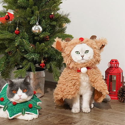 ZEZE Christmas Plush Reindeer Pet Cape Costume