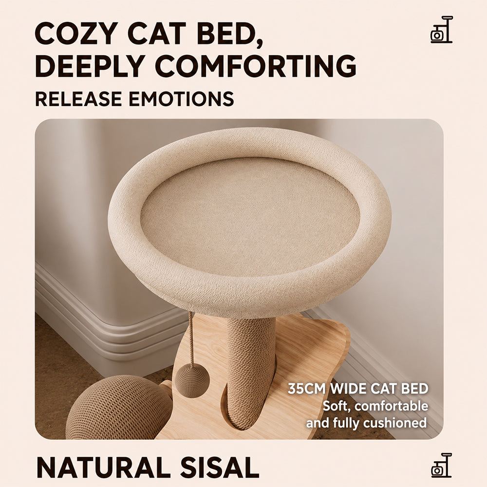Small Cat Tree with Bed & Sisal Scratching Post