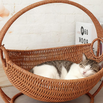Swing Basket Cat Cradle Bed - Woven-Style Hanging Cat Lounger
