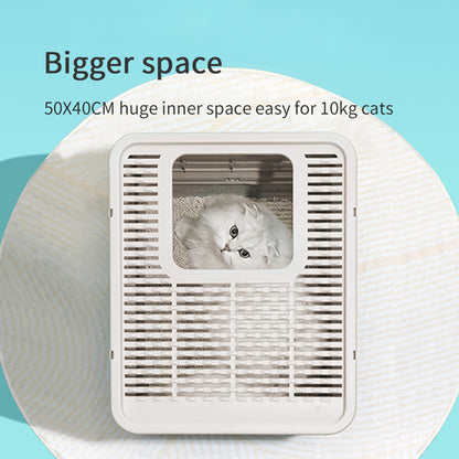 PAKEWAY Foldable Enclosed Cat Litter Box with Stainless Steel Tray 54.2x42.2x38cm