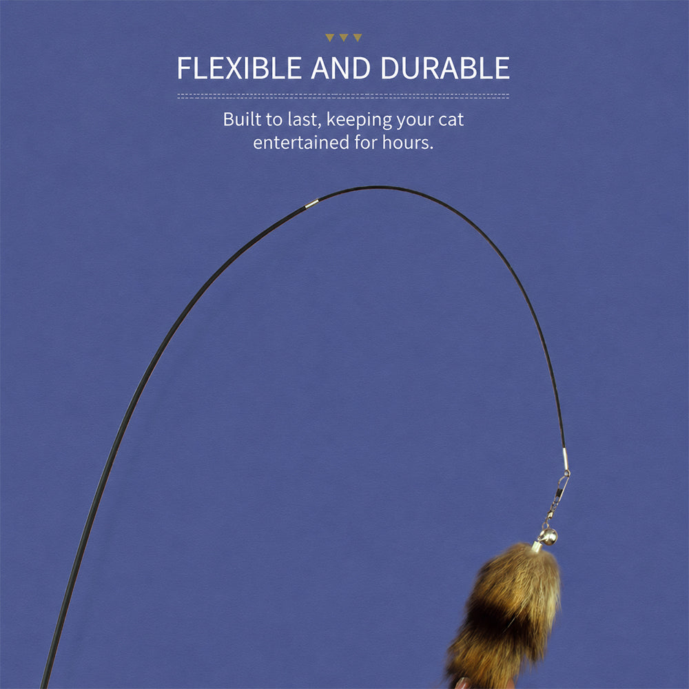 Cat Wand Toy Extendable Feather Teaser with Refill Head | PETSO