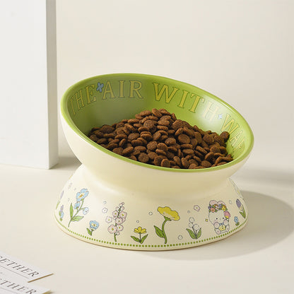 Green Rabbit Ceramic Pet Bowl