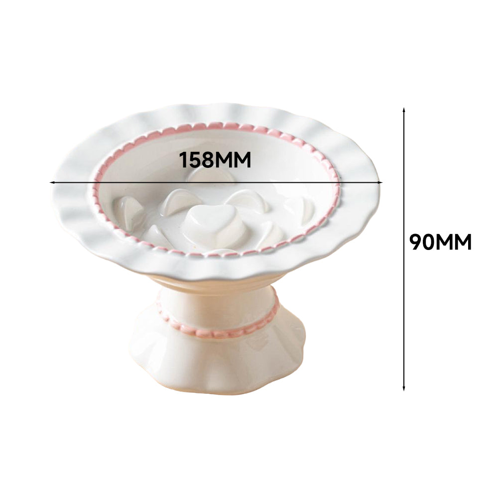 Ceramic Slow Feeder Pet Bowl – Anti-Gulping Scalloped Edge (Random Style 1pcs)