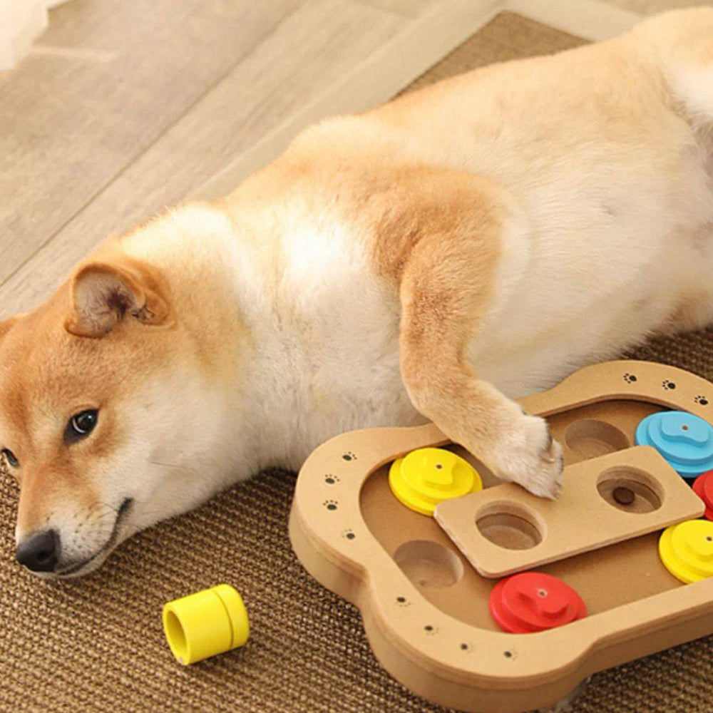 Interactive Treat Enrichment Wooden Dog Puzzle Toy