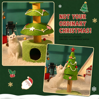 Christmas Cat Tree with Bed & Sisal Scratching Post