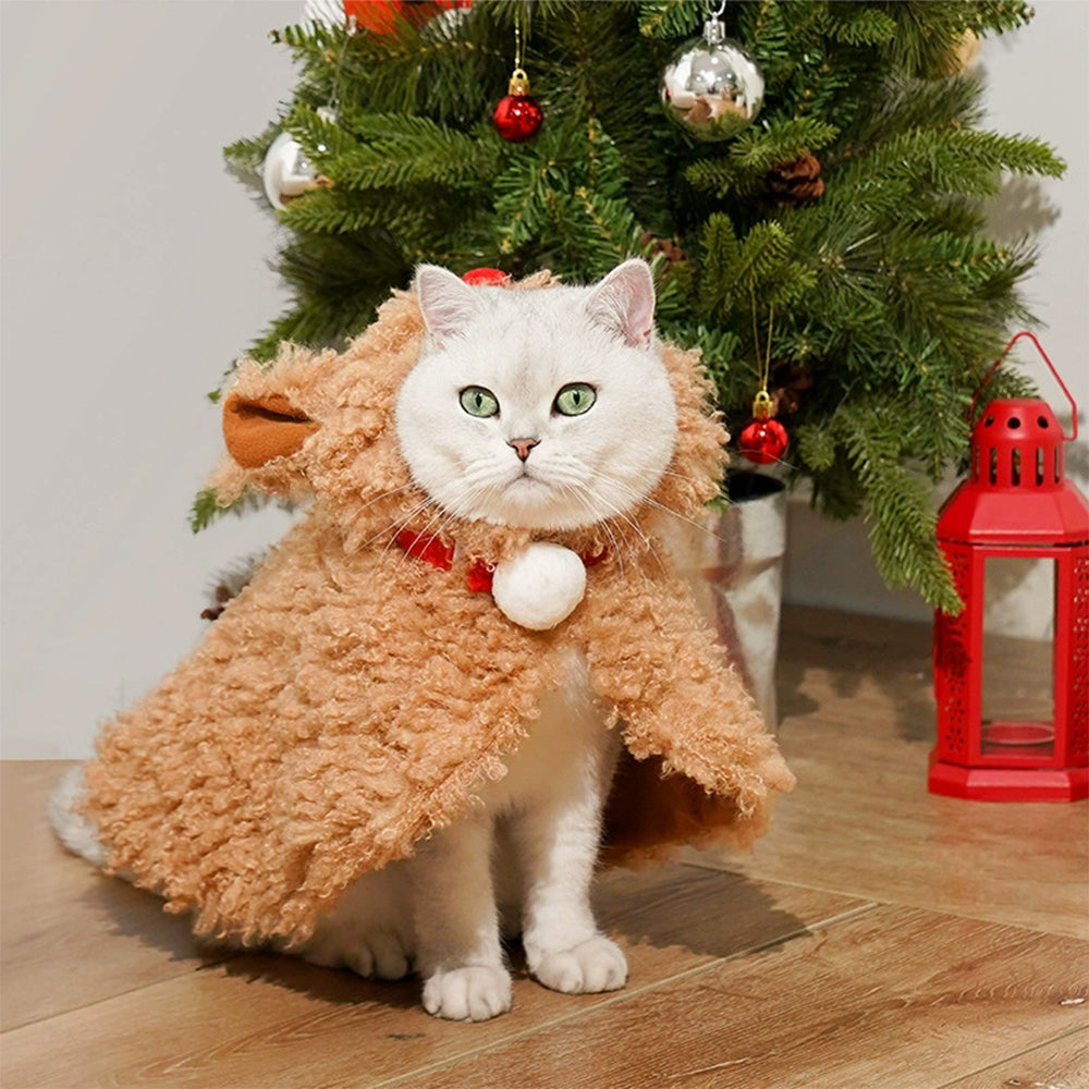 ZEZE Christmas Plush Reindeer Pet Cape Costume