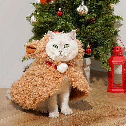 ZEZE Christmas Plush Reindeer Pet Cape Costume