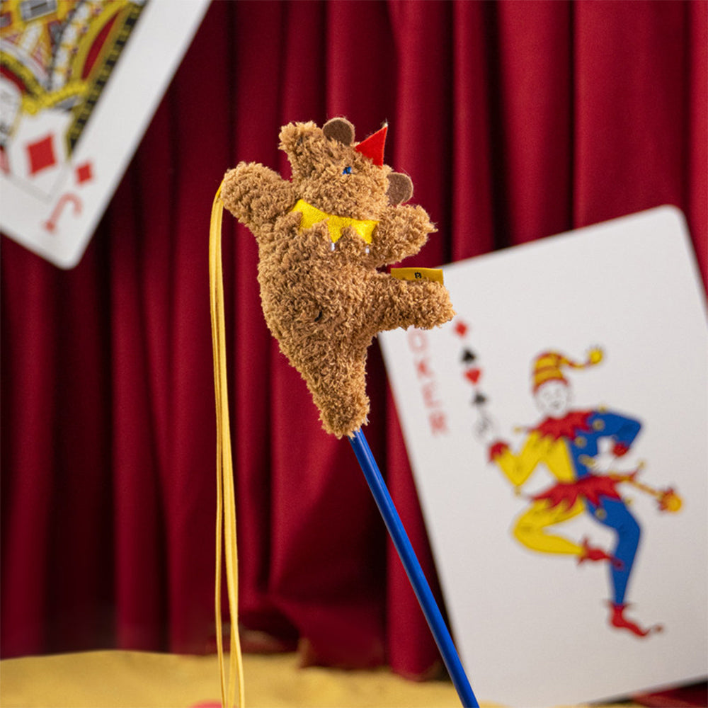 Circus Cat Teaser Wand - Interactive Feather Toy With Bell & Crinkle Sound