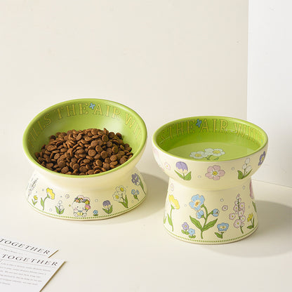 Green Rabbit Ceramic Pet Bowl