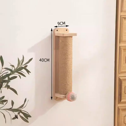 Wooden Sisal Cat Scratching Post – Durable, Wall-Friendly Design