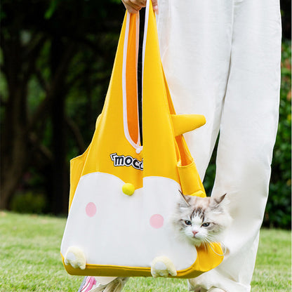 Canvas Cat Carrier Shoulder Bag – Large Capacity Travel Cat Tote