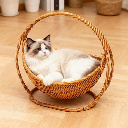Swing Basket Cat Cradle Bed - Woven-Style Hanging Cat Lounger