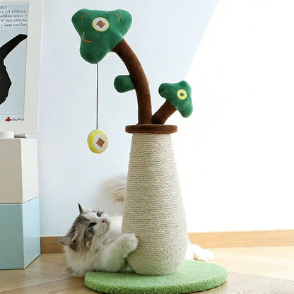 Tree-Shaped Sisal Cat Scratching Post with Hanging Toy