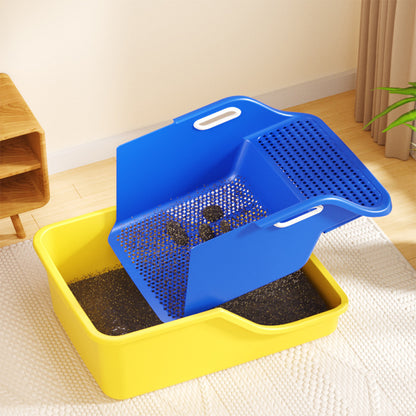 Extra Large Cat Litter Box with Integrated Scoop – High Sides, Easy Clean