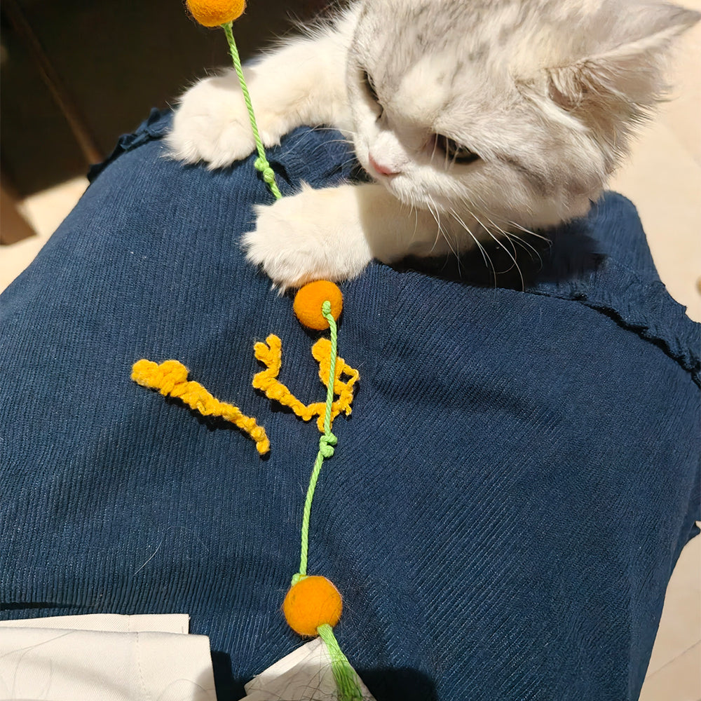 Interactive Cat Teaser Wand With Bell - Durable Long Rod Toy