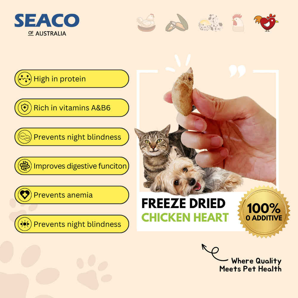 SEACO Chicken Heart Freeze Dried Pet Food 100g