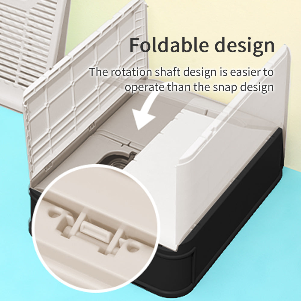 PAKEWAY Foldable Enclosed Cat Litter Box with Stainless Steel Tray 54.2x42.2x38cm