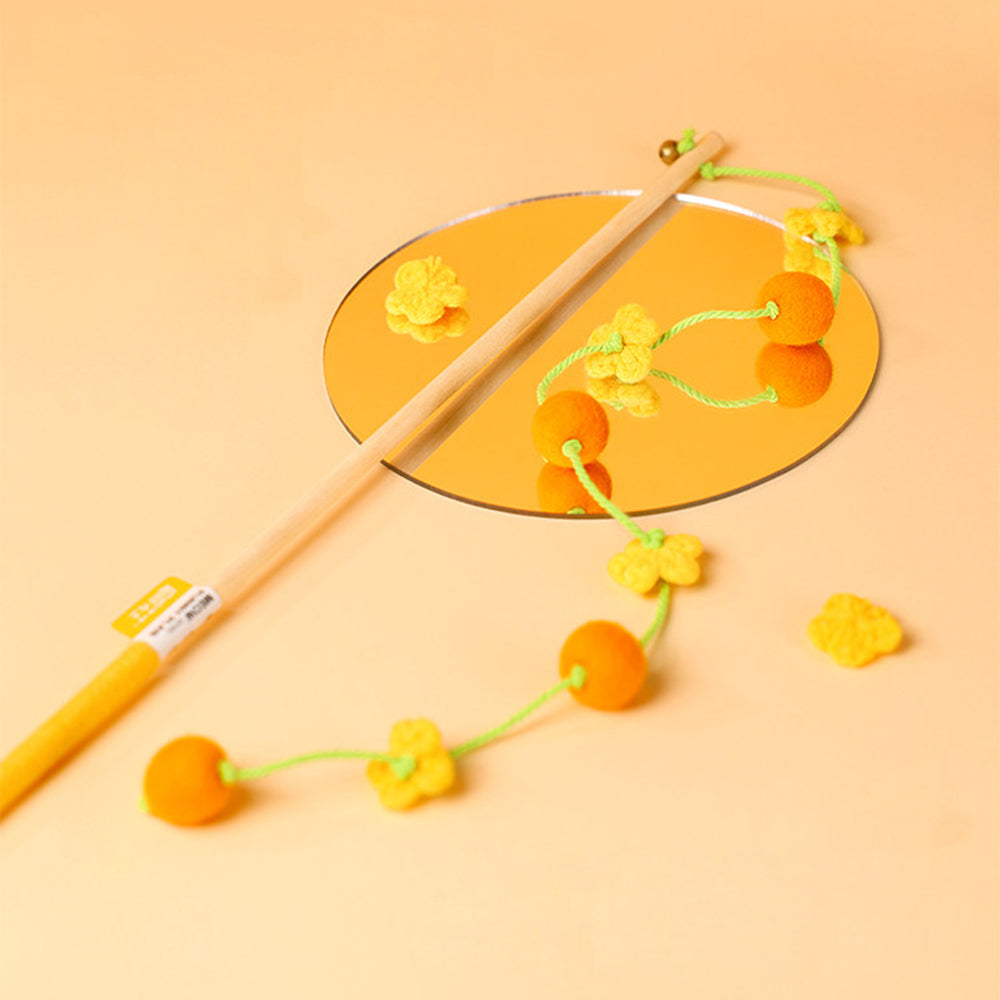 Interactive Cat Teaser Wand With Bell - Durable Long Rod Toy