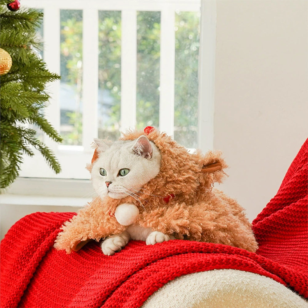 ZEZE Christmas Plush Reindeer Pet Cape Costume