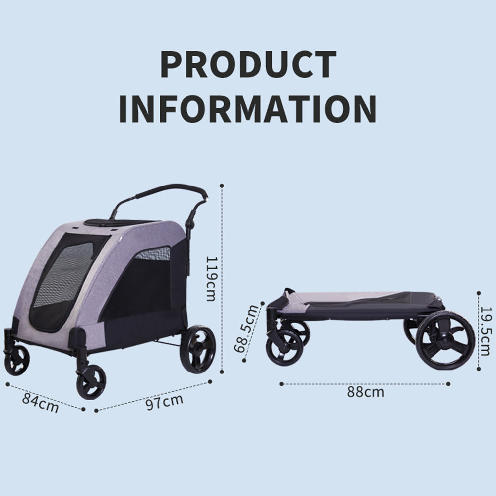 Easy Fold Pet Stroller - One-Touch Folding Design