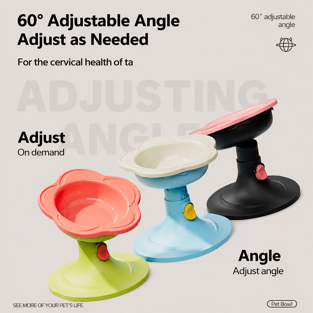 Adjustable Elevated Pet Bowl Ceramic Neck Support