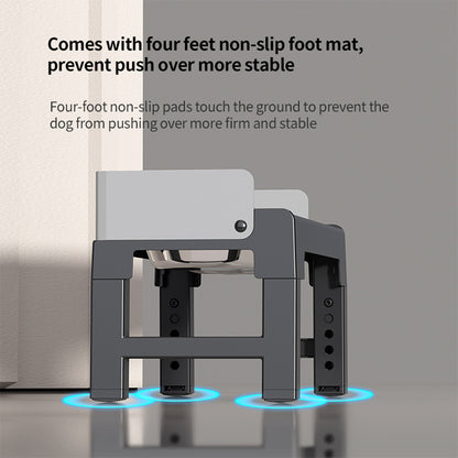 PAKEWAY Lifting Bowl With Five Height Adjustable(One Steel Bowl, One Slow Feeder)