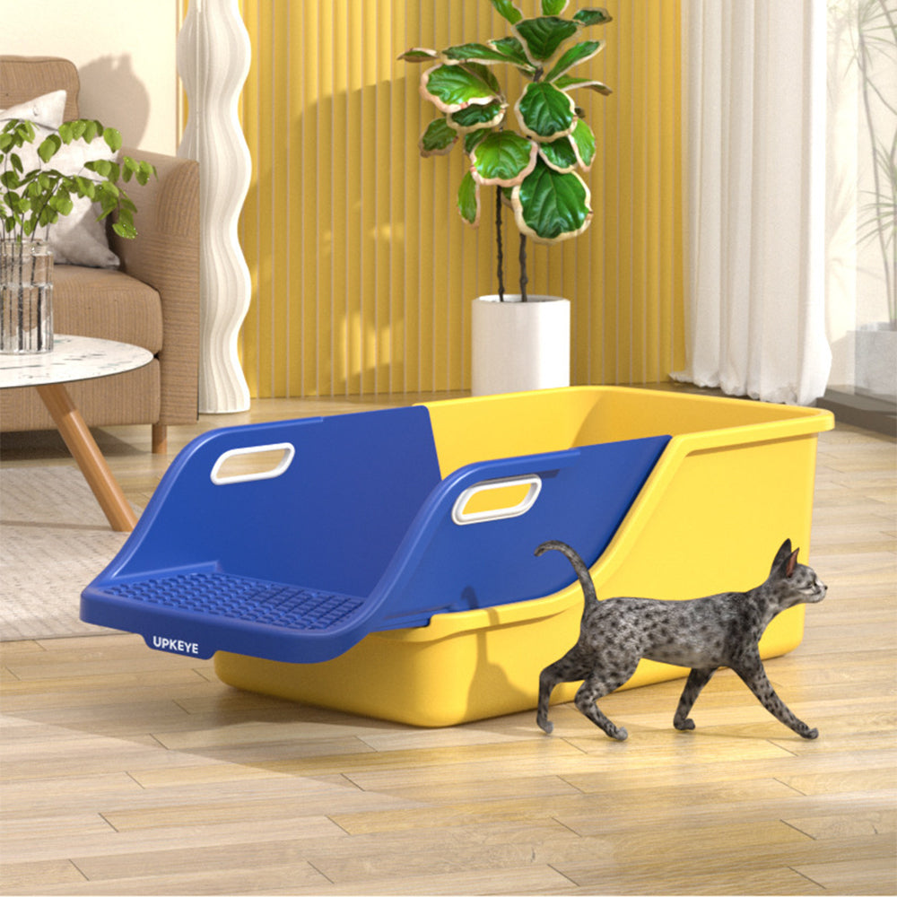 Extra Large Cat Litter Box with Integrated Scoop – High Sides, Easy Clean