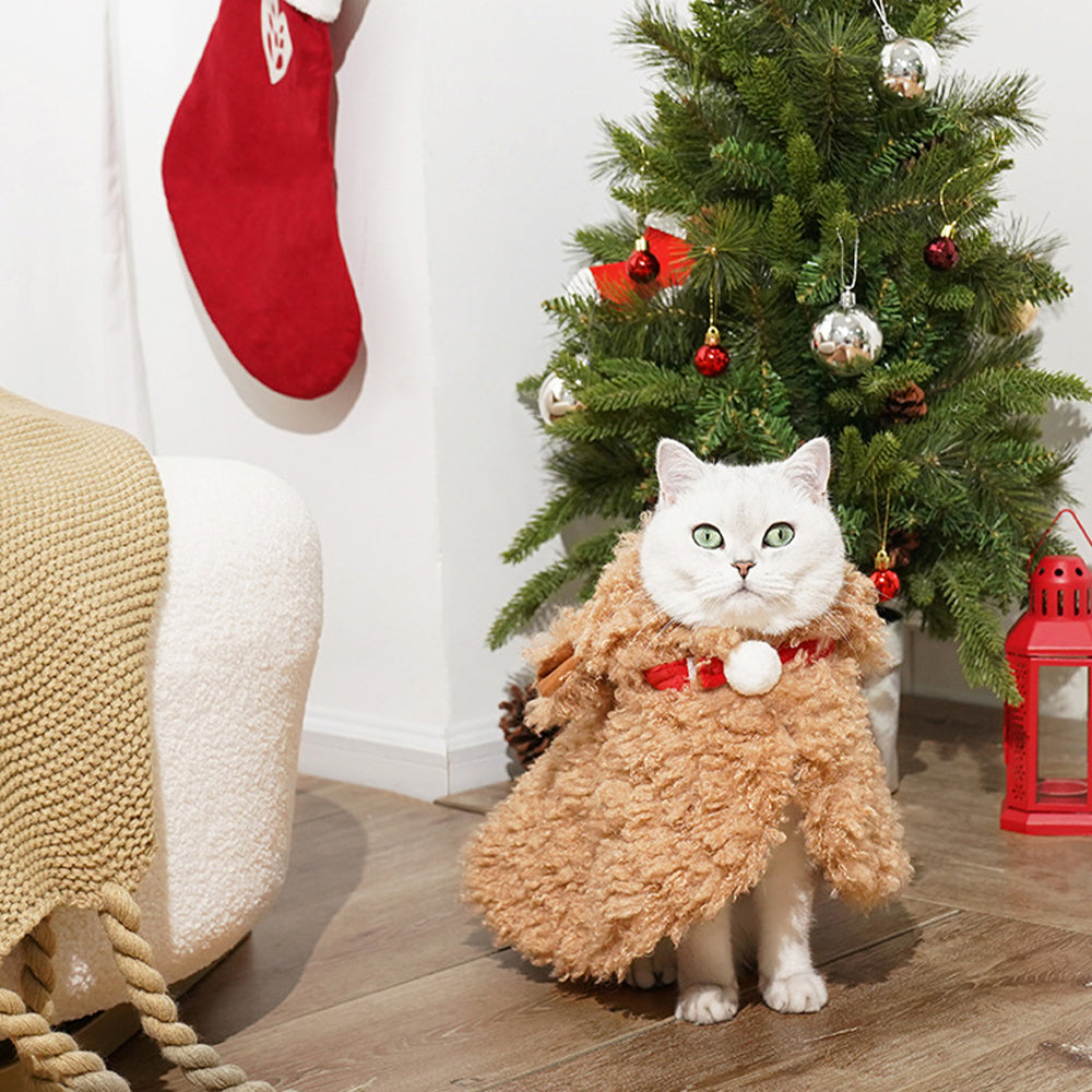 ZEZE Christmas Plush Reindeer Pet Cape Costume