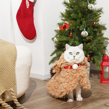 ZEZE Christmas Plush Reindeer Pet Cape Costume