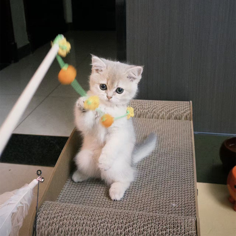 Interactive Cat Teaser Wand With Bell - Durable Long Rod Toy