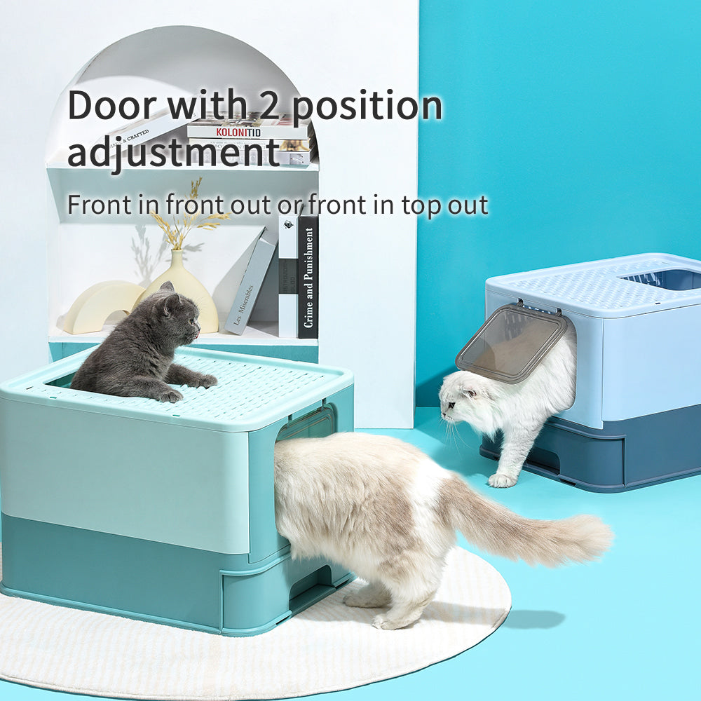 PAKEWAY Foldable Enclosed Cat Litter Box