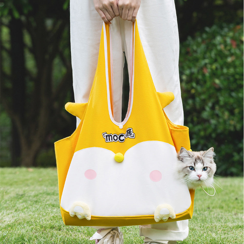 Canvas Cat Carrier Shoulder Bag – Large Capacity Travel Cat Tote